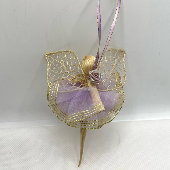 2 Handcrafted Cornshucks Corn Husk Doll/Angel Christmas Ornaments Holiday Decor - Picture 2 of 5